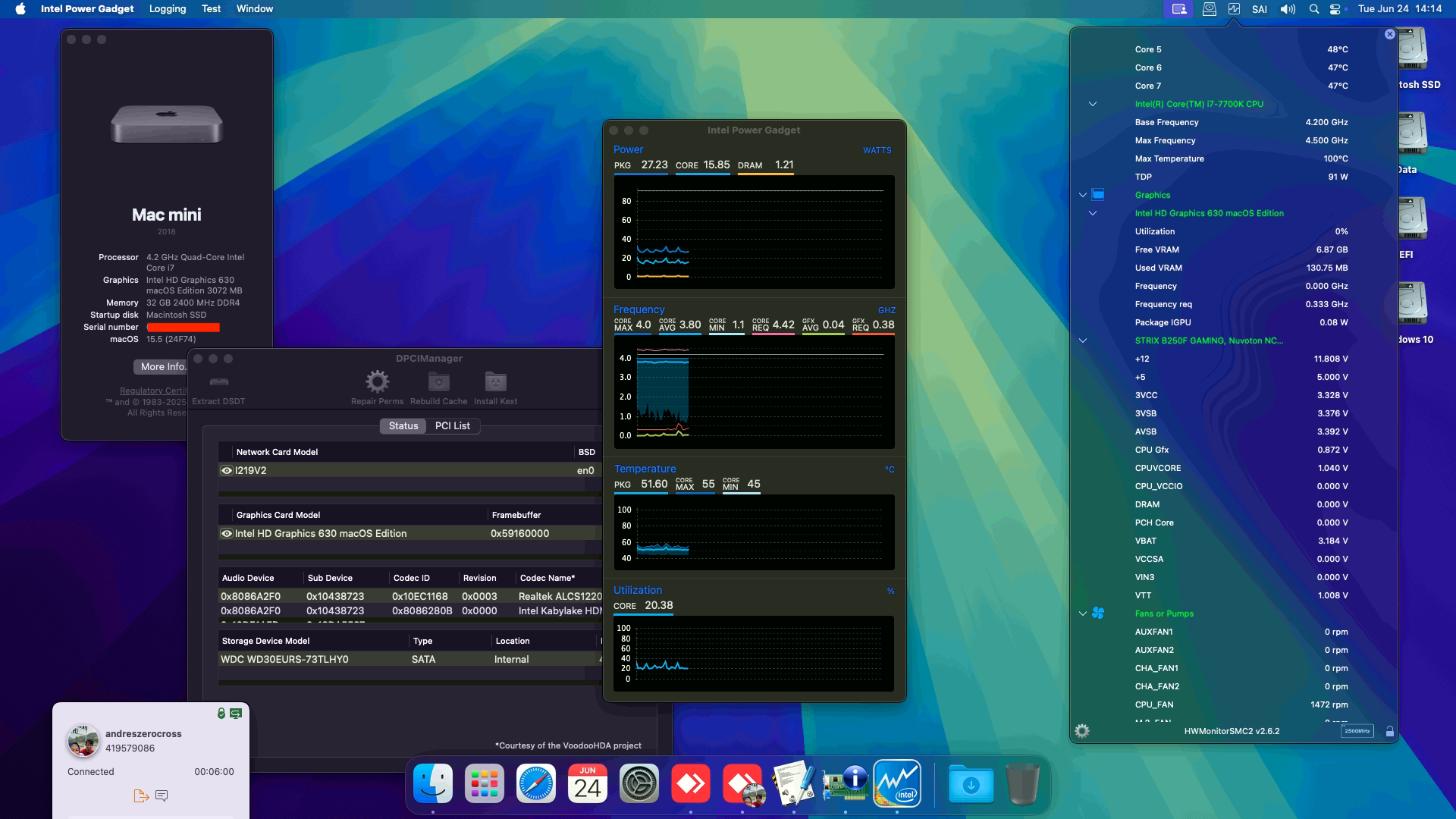 Success Hackintosh macOS Sequoia 15.5 Build 24F74 in Asus ROG Strix B250F Gaming + Intel Core i7 7700K